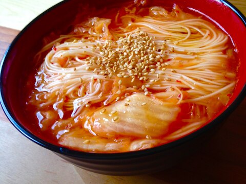 節約ランチ♪キムチにゅうめん♪